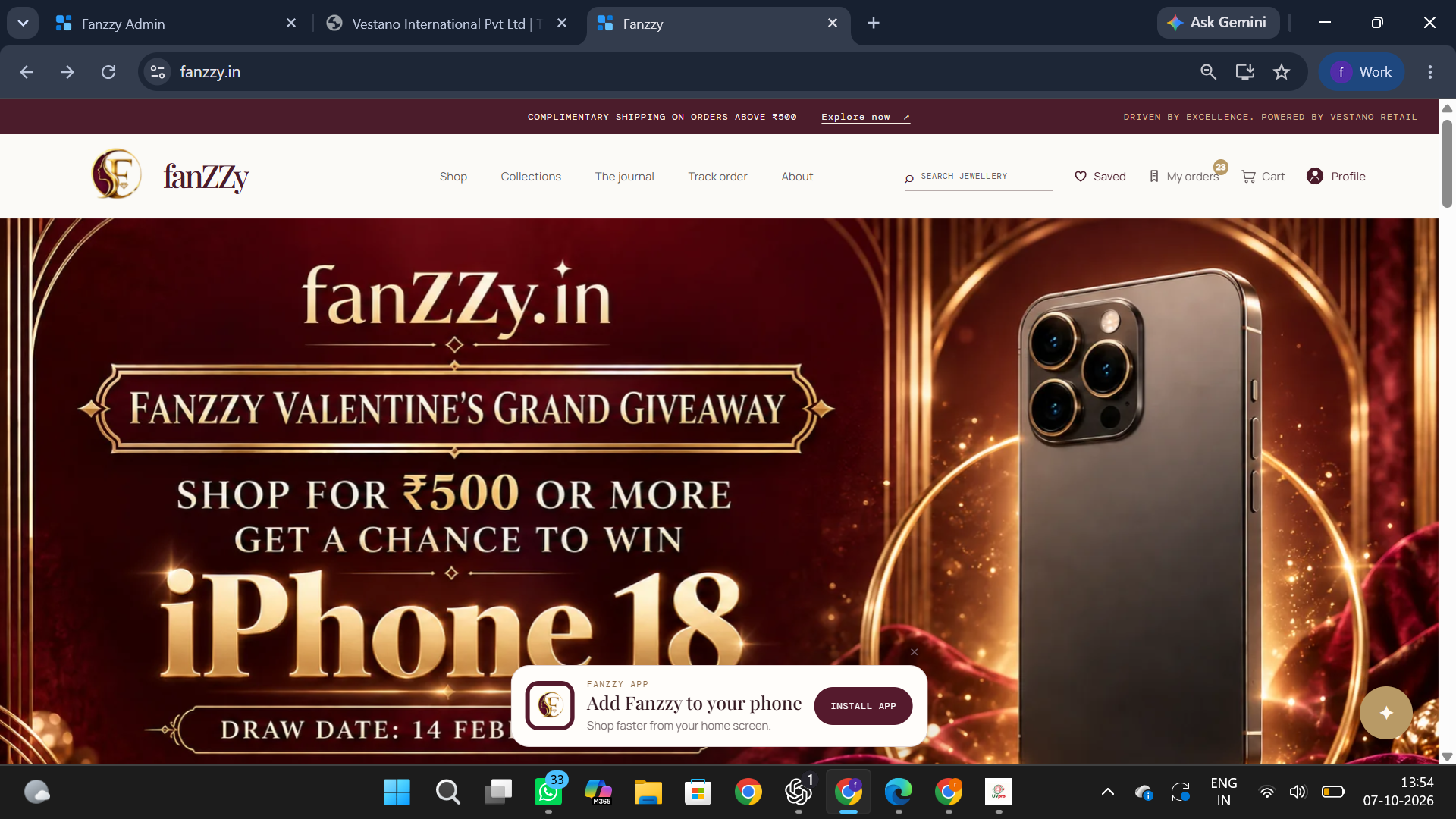 Fanzzy promotional campaign displayed on the website